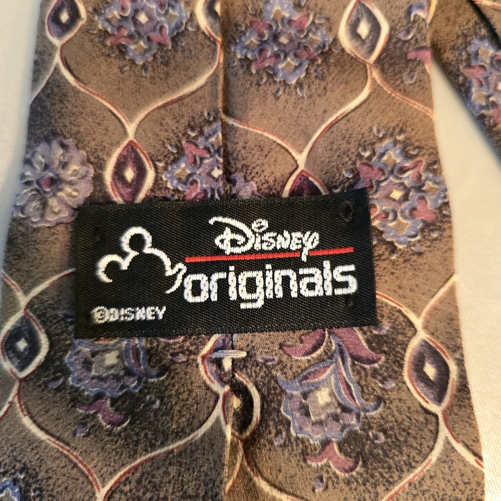 Disney Brown Purple Patterned Men's Tie Feastive Resortwear - Picture 2 of 4